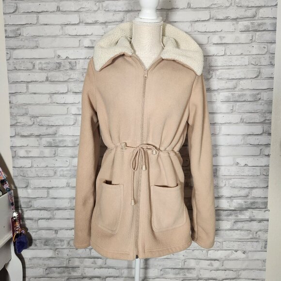 Sherpa Fleece Lined Tan Cinched Jacket - Picture 1 of 8